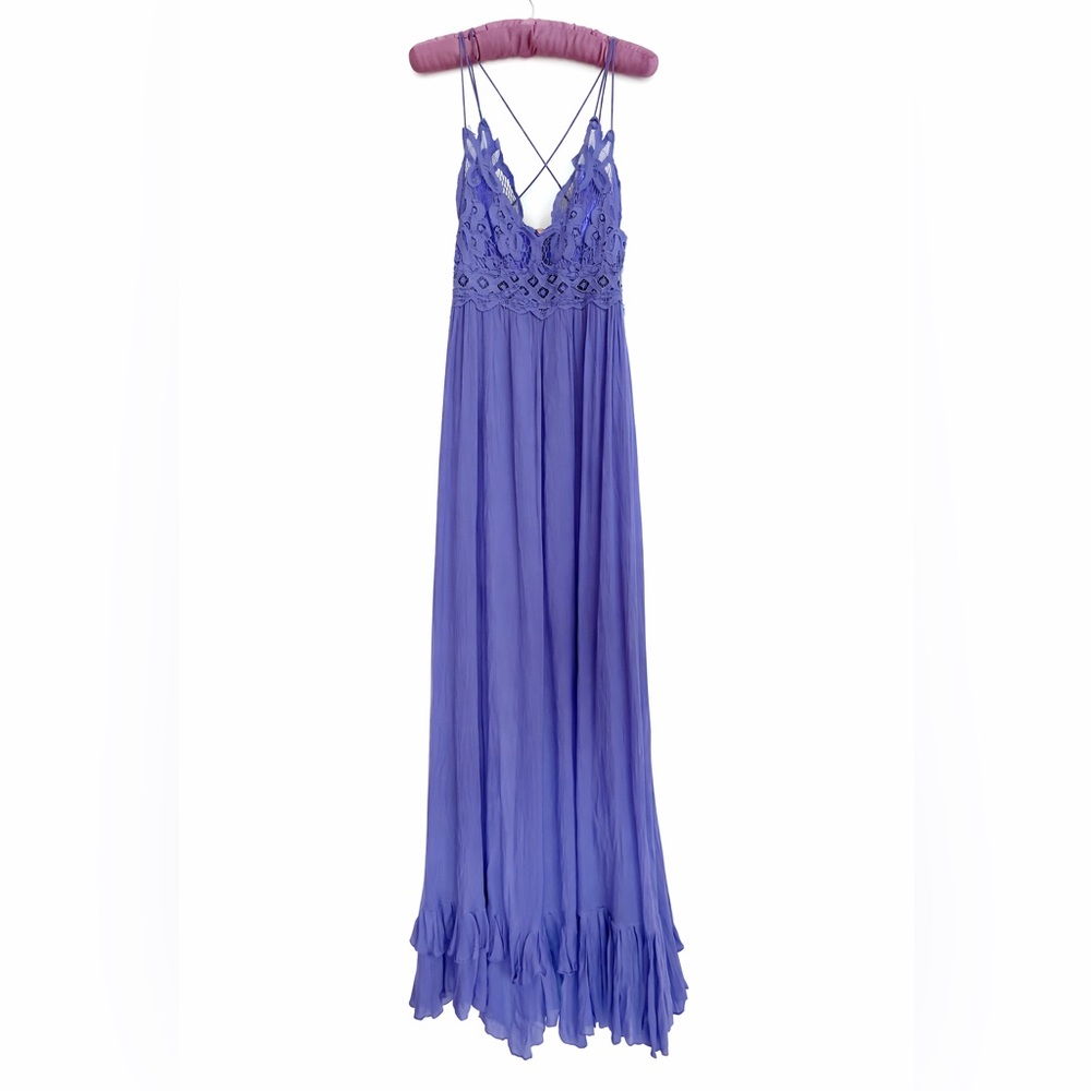 Free People Adella Crochet Lace Maxi Boho Purple Dress - Picture 4 of 7